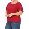 thumbnail image 2 of Women's Plus Size Flowy Flutter Sleeve Blouse with Keyhole Neckline, 2 of 6