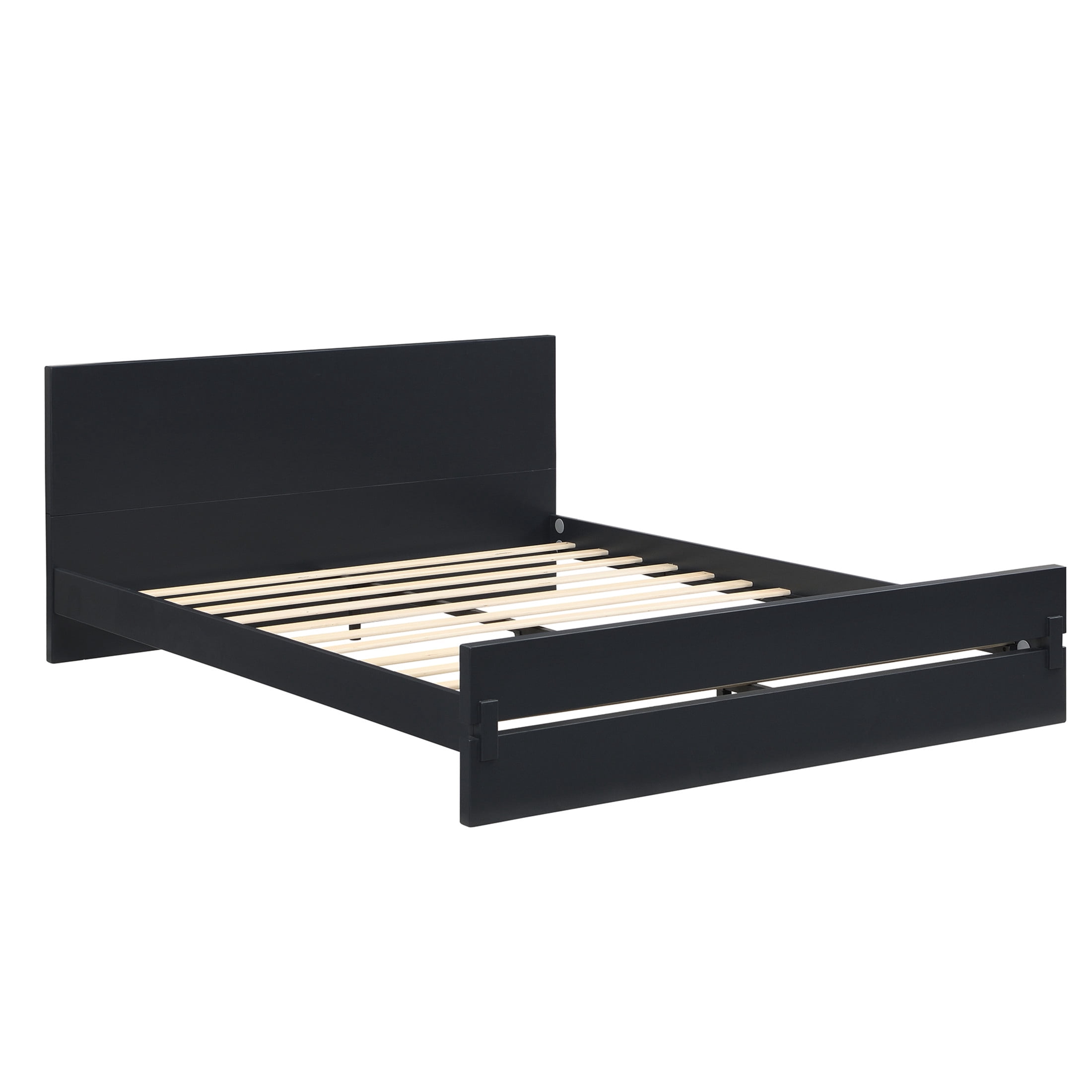 Christopher Knight Home Queen Size Solid Bamboo Platform Bed Frame, Minimalist Design, Black