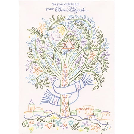 - Designer Greetings Multi-Colored Tree of Life: Bar Mitzvah Congratulations Card