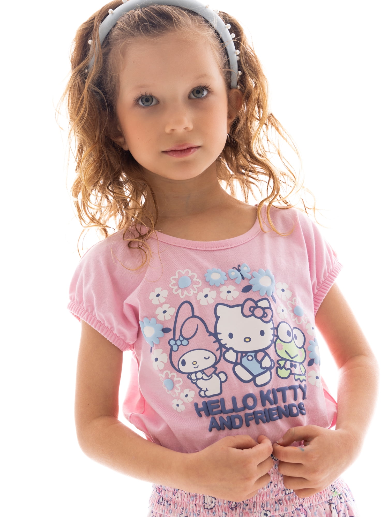 Hello Kitty Toddler Girl Graphic Top and Printed Tiered Skirt Set, 2-Piece, Sizes 12M-5T
