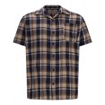 thumbnail image 4 of AHTJRT Big Tall Men's Casual Short Sleeve Plaid Button Down Shirt Classic Fit Chest Pocket Tees Navy M, 4 of 5