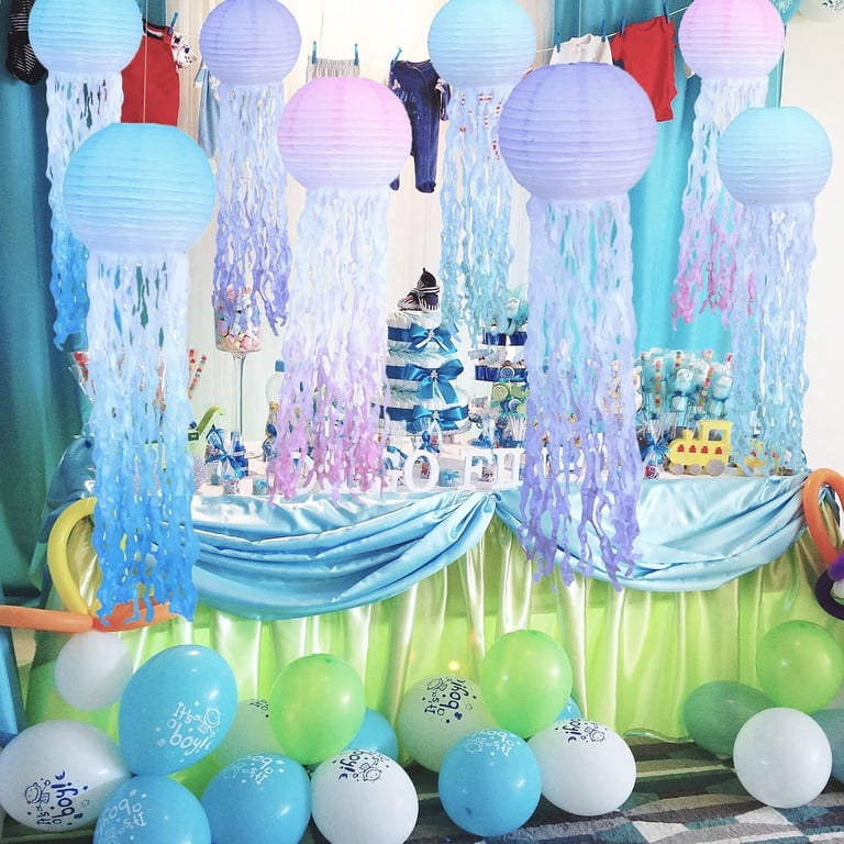 Jelly Fish Paper Lanterns Pink Purple Blue Hanging Lantern For Mermaid Theme Under The Sea Ocean Birthday Party Decorations