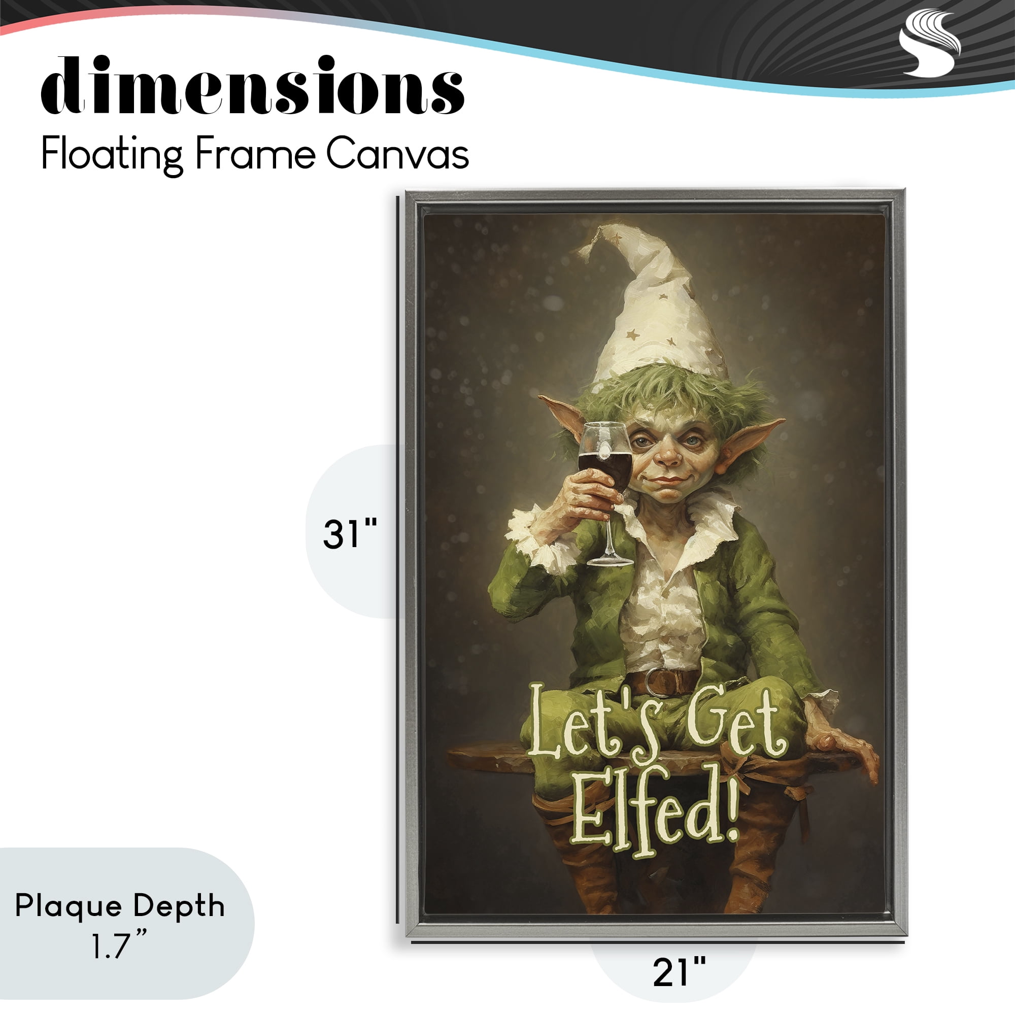 Stupell Industries Let's Get Elfed Gray Framed Floater Canvas Wall Art, design by Tina LeCour
