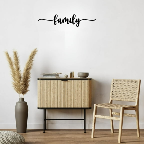 Metal Family Sign, Family Wall Decor, Family Word Sign, Happy Family Plaque, Black Wall Art, Family Wall Sign (24", Gold)