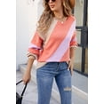 thumbnail image 4 of Cross Stripe Color Block Sweater Long Sleeve Regular Fit for Women Beige Medium, 4 of 5