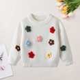 thumbnail image 2 of Splozh Cotton Sweaters Cute Handmade Flower Knitted Sweaters for Small and Medium Sized Children White,1-2 Years, 2 of 6