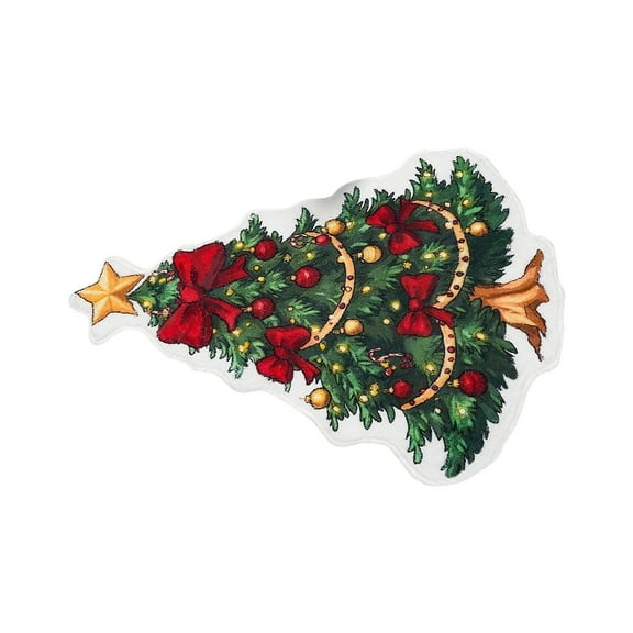 Luoshdecor Christmas Indoor Decoration Rug Mat,Thick Absorbent Xmas Plush Tree Snowflakes Bow Shape Mats,Xmas Gift for Bath Livingroom 15.7x23.6 in