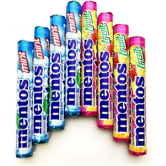 Mentos Set of 8 rolls (4 Rolls of Mint and 4 Rolls of Fruit)
