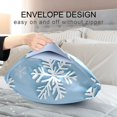 thumbnail image 4 of Yayeee Pillowcase Standard Size Set of 2 Satin Wrinkle Resistant Pillow Case, Blue Snowflake, 4 of 8