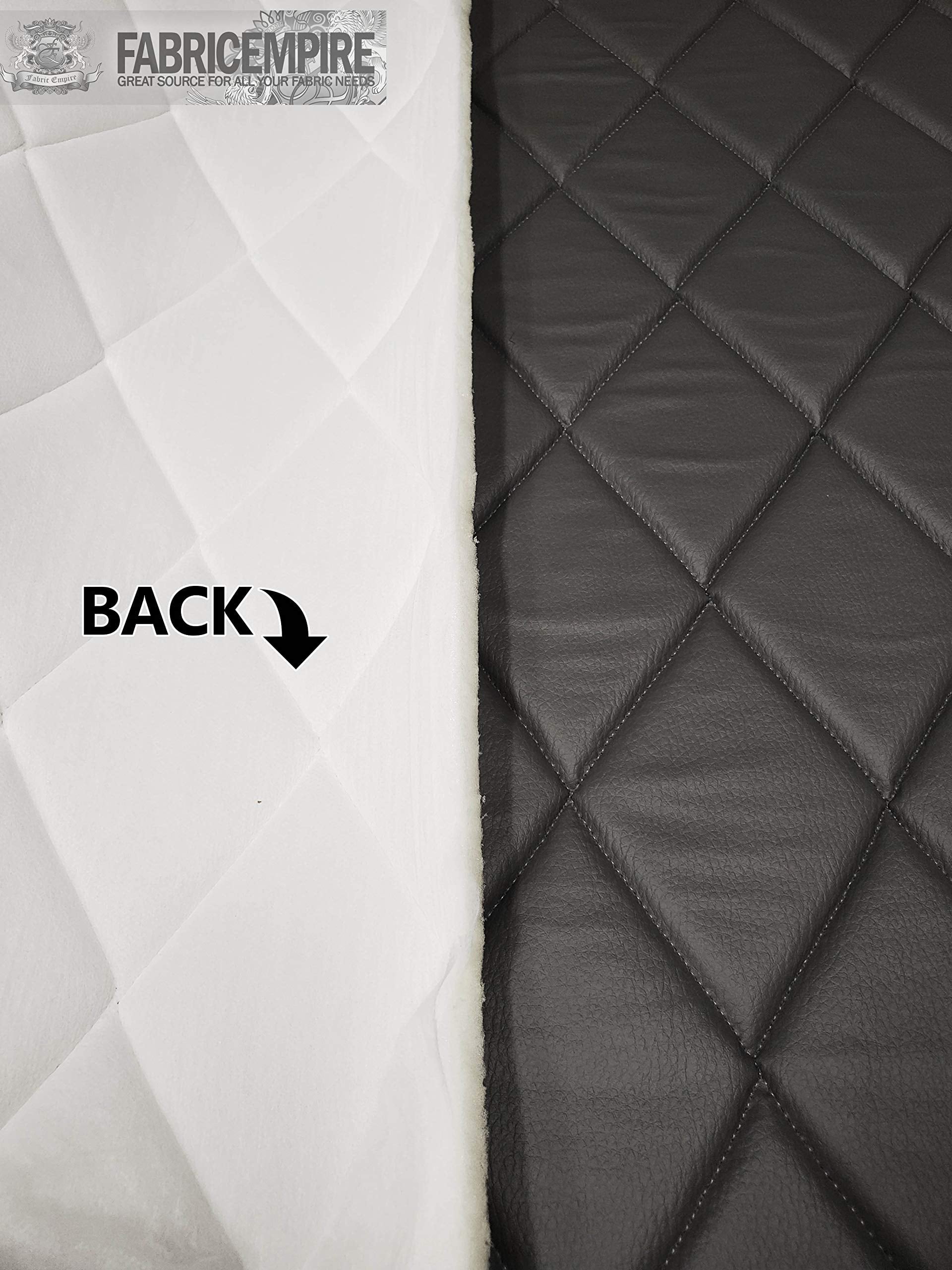 Quilted Vinyl Padded Upholstery Fabric w 3/8" Foam Backing Smooth 4"x6" Diamond /58" Wide/Continuous Yard/ Boat Seat Fabric, Headboard Fabric, Bar Stool Cover Material, DIY Upholstery (Gray)