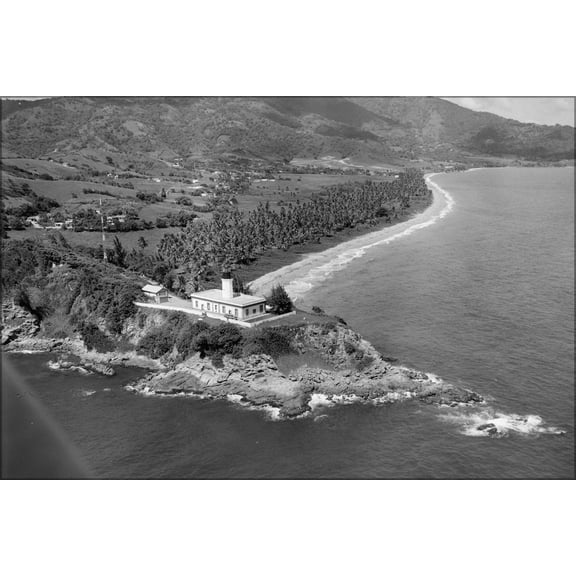 24"x36" Gallery Poster, Aerial view of Punta Tuna Lighthouse (Maunabo, Puerto Rico) 1978