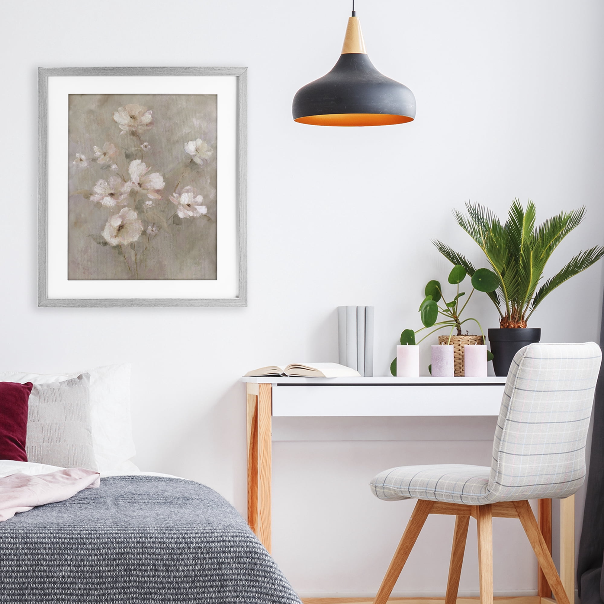 Stupell Industries Delicate Blush Floral Arrangement Gray Framed Print Under Glass, design by Carol Robinson