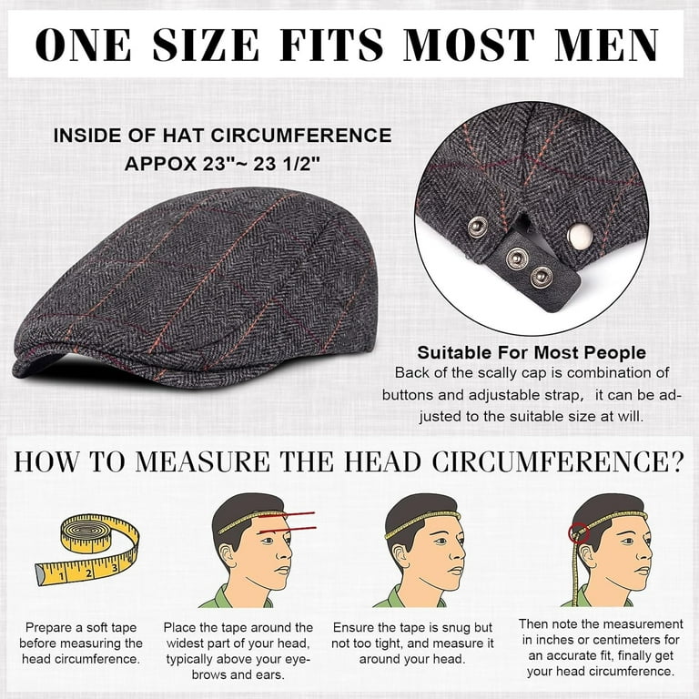 Wigens Shelby Men's European Tweed Newsboy Cap – Classic Flat Ivy Cap, Herringbone Pattern – Hats in the Belfry