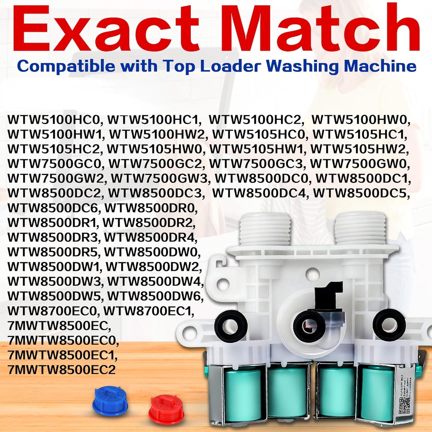 Upgraded W11165546 W11096267 Washer Water Inlet Valve Compatible with May-tag Whirl-pool Washer Parts, Replace WTW7500GC0 WTW8500DC2 WTW8500DR1 WTW7500GC2 WTW7500GW2 WTW8500DC0 WTW8500DR0