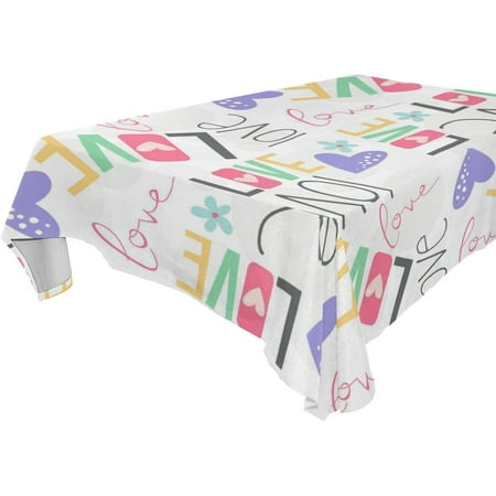 

POPCreation Blue Floral Tablecloths Love Heart Table Top Decoration 60x120 inches