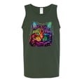 thumbnail image 2 of Wild Bobby, If You're Nice I Might Let You Live With Me Colorful Cat Animal Lover Mens Graphic Tank Top, Forest Green, Medium, 2 of 3