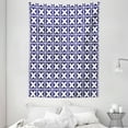 thumbnail image 1 of Vintage Tapestry, Monochrome Continuous Abstract Nostalgic Pattern with Leafy Elements Print, Wall Hanging for Bedroom Living Room Dorm Decor, 60W X 80L Inches, Indigo and White, by Ambesonne, 1 of 2