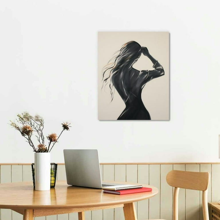 Nawypu Nude Pencil Drawings Woman Line Pink Bedroom Canvas Wall