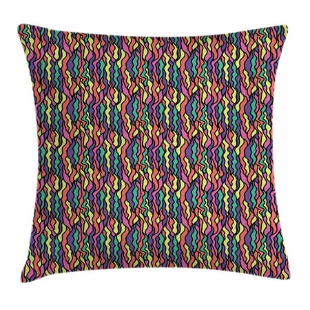 New 24 Inch Stained Glass - Colorful Throw Pillow Cushion Cover, Stained Glass Pattern with Colorful Curved Lines Vintage Doodle Style Illustration, Decorative Square Accent Pillow Case, 24 X 24 Inches, Multicolor, by Ambesonne
