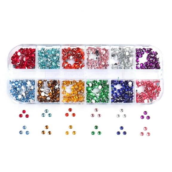 12 Grids 3D Nail Jewelry Luxury Nail Art Rhinestones Studs Shiny Diamond Crystal Gems for Nail Decors Rings Earring DIY