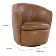 thumbnail image 5 of Benjara Niko Swivel Accent Chair, Round Barrel Design, Brown Top Grain Leather, 5 of 5