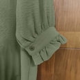 thumbnail image 4 of cocolona Womens Summer Tops Lapel Ruffle 3/4 Sleeve Button Shirts Dressy Casual Solid Color Blouses, 4 of 4