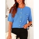 thumbnail image 5 of Camisa de Mujer con Botones PRETTYGARDEN Azul Talla Large, 5 of 8