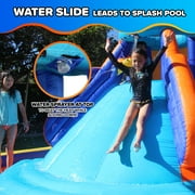 Sportspower Battle Ridge Inflatable Water Slide with Climbing Wall & Water Cannon, Kids Backyard Water Park with Blower, Outdoor Ages 3–8