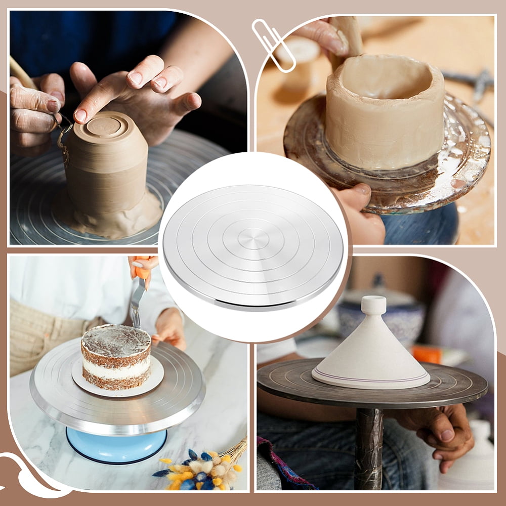 Aluminum Double Sided Turntable for Ceramic Clay Sculpture Wheel Rotating Tools Platinum 295x40mm