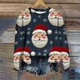 thumbnail image 6 of Bzhegqhd Women's T-shirts Christmas Print Sweatshirts Long Sleeve Round Neck Pullover Top No Hood Loose Fit Casual Fashion Blouse Plush Soft Fleece Fall Winter Tee, 6 of 8