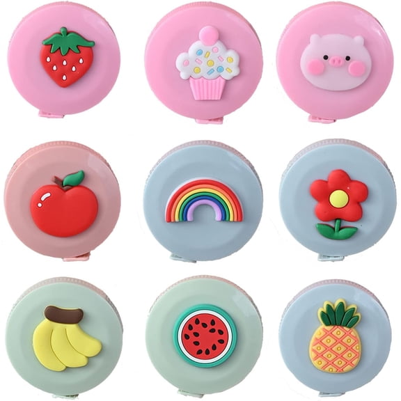 Tape Measure Package Includes 9 Cartoon Cute Pocket Tape Measure Retractable Mini Tape Measures for Body, Sewing, Cutting, Weight Loss Measurement