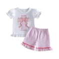 thumbnail image 2 of Conjuntos de blusas y camisas de cuello redondo y manga corta, moda de verano, lindos, de Pascua, para niñas, casuales, de manga corta, cuello redondo, botones, estampados, pantalones cortos, conjunto, 2 of 9