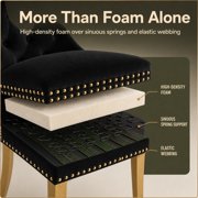 ODUSE-DAILY Black Velvet Dining Chairs Set of 6, Kitchen & Dining Room Chairs, Nailheads Tufted, Sillas De Comedor, Fabric Upholstered, Golden Metal Legs (Black, 6 Pcs)