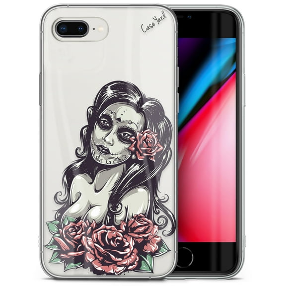 Case Yard iPhone-8-Plus Case Clear Soft & Flexible TPU Ultra Low Profile Slim Fit Thin Shockproof Transparent Bumper Protective Cover Drop Protective Cell Phone Cases (Chicas de los Muertos)