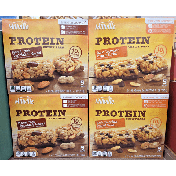 Millville Chewy Bars Dark Chocolate Peanut Butter & Almonds 7.1oz 200g (4 Bars)