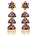 thumbnail image 1 of Efulgenz Indian Jewelry Bollywood Antique Crystal Faux Pearl Beaded Drop Multilayer Jhumka Jhumki Dangle Earrings Set, 1 of 4