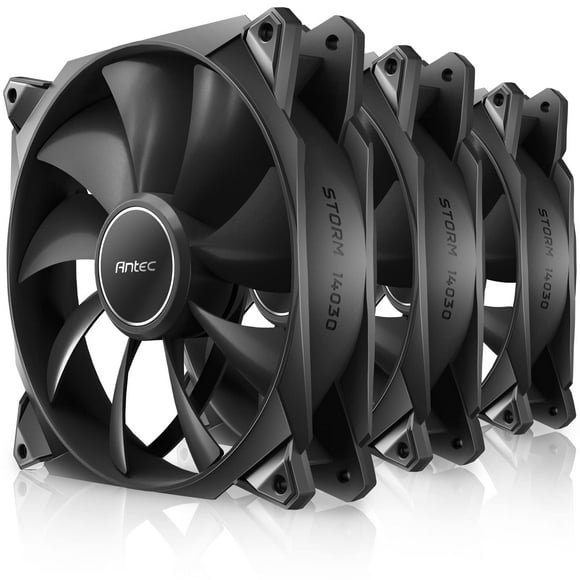 Antec 30mm Thickness Fans, 140mm x 30mm Case Fans, PWM Fans, 1500RPM, 95.44CFM, 1.94mmHâO, 4 Pin PWM Connector, 140mm Fan, Storm T3 Series 3 Packs