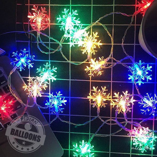 Luz LED blanca con copos de nieve para decoración del hogar, adorno para árbol de Navidad, regalos de Feliz Año Nuevo, 2022