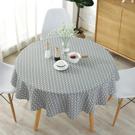 

Aibecy Northern Europe Style Terylene&Cotton Mixed Round Table Cloth Multicolor Triangle White Line Gray Arrows Printed Table Cloth