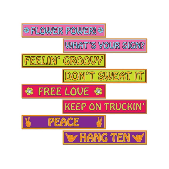 Set Of Retro 60's Street Sign Cutouts Party Decoration
