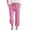 #0438-Hot Pink, variant on Women's Faux Linen Plaid Drawstring Elastic Waist Pants Loose Straight Cropped with Side Pockets Soft Breathable Fashion Trousers Versatile Daily Bottoms Pants for Vacation Trips Weekend Hangouts