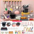 thumbnail image 1 of EIGTHTAIL Clerance! (61pcs) Pink Kitchen Set Children‘S Simulation Kitchen Set Girl Mini Cooking And Frying Induction Cooker Tableware Early Education Educational Play House Toys, 1 of 5