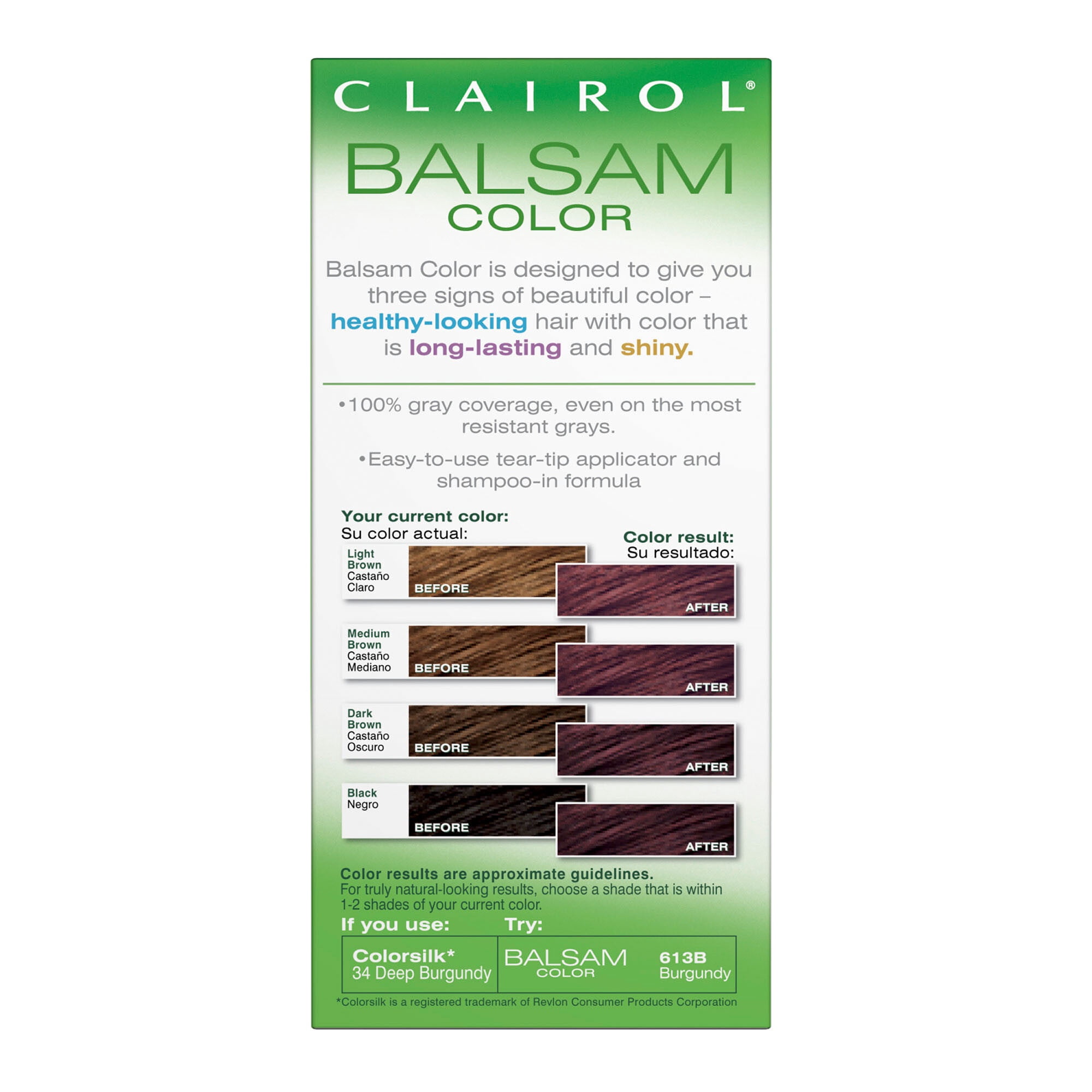 Clairol Balsam Color Long Lasting Permanent Hair Color Kit, 613B Burgundy, 4 fl oz