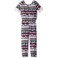 thumbnail image 1 of One Step Up Girls Toddler Knit Jumpsuit, Burgundy Multi Print, 3T, 1 of 1
