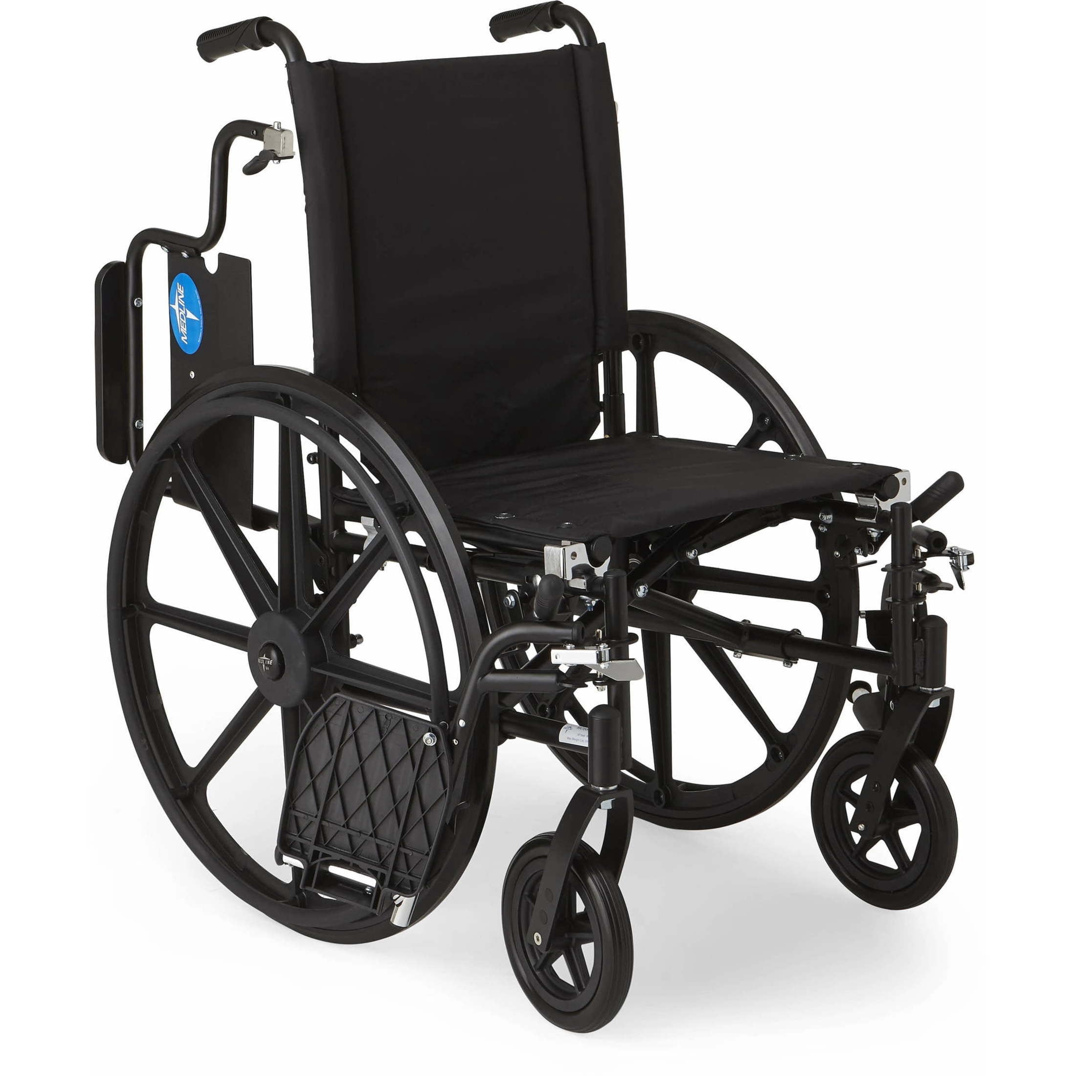Medline Premium Ultra-Light Weight Wheelchair, Removable Flip-Back Arms, Swing Away Footrests, 300 Weight Capacity, Black