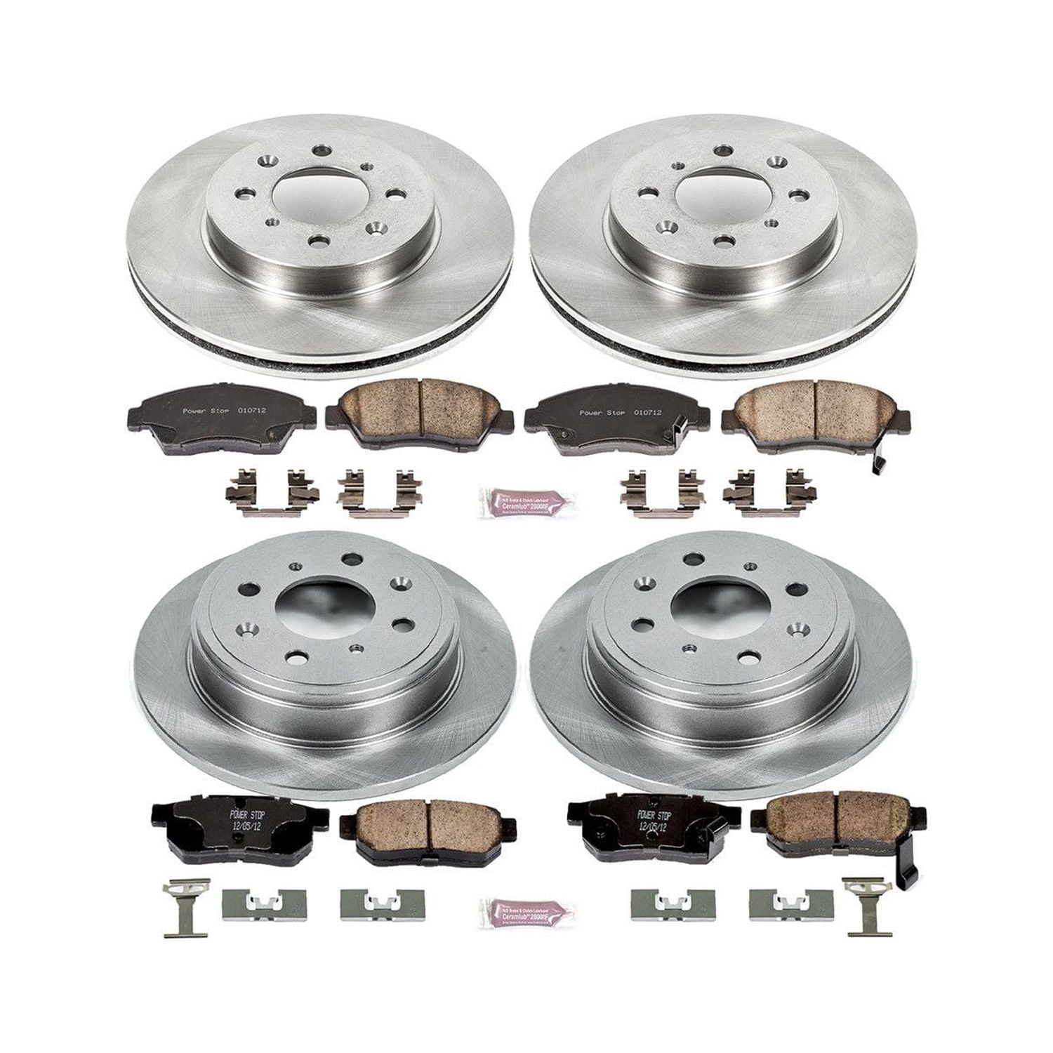 Power Stop Front and Rear Stock Replacement Brake Pad and Rotor Kit KOE695