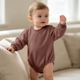 thumbnail image 6 of BLVB Baby Boys Girls Long Sleeve Bodysuit Infant Newborn Soft Romper Crewneck Jumpsuits Clothes(Brown-01,12-18 Months), 6 of 6
