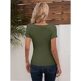 thumbnail image 2 of Womens Cutout Tops Fashion Sexy Short Sleeve Lightweight Slim Fitted Tops Tshirts, 2 of 6