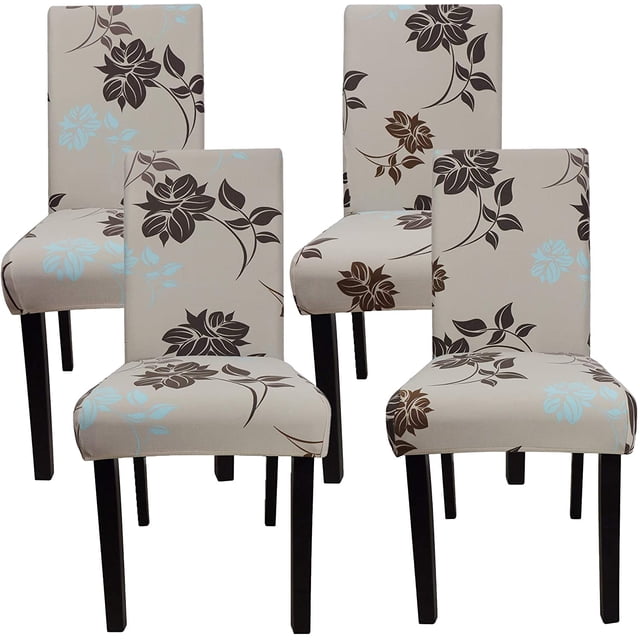 Stretch Dining Chair Slipcovers, XL/Oversized Removable Washable Soft Spandex Extra Large Dining Room Chair Covers for Kitchen Hotel Table Banquet Floral Print (4 Per Set, XK-8)
