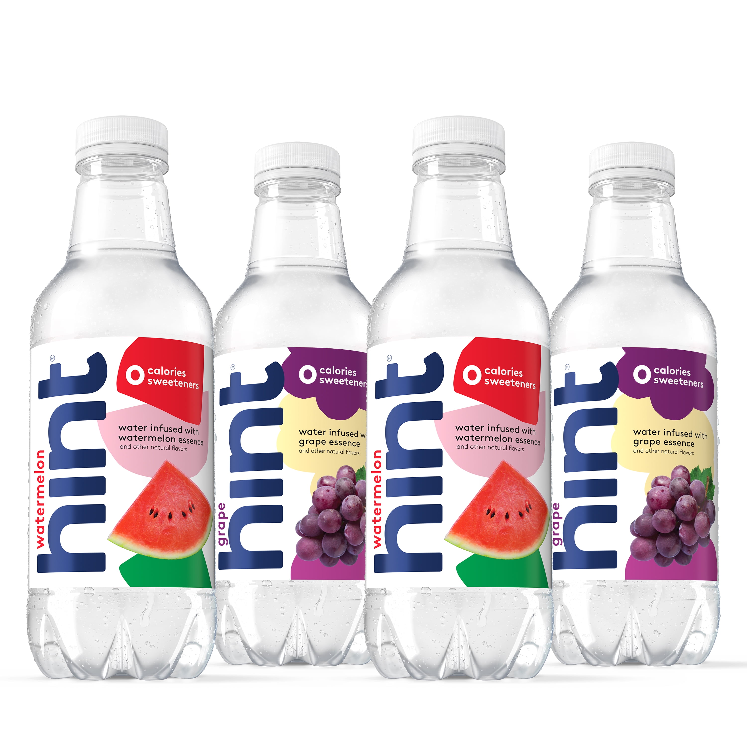 Hint Bottled Water, 2-Flavor Grape & Watermelon Pack - Purified Water Beverages with Zero Calories, Natural Flavors, and Sugar Free - 16 Fl Oz (Pack of 24)